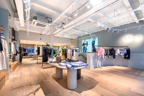 Athleisure wear on display in Tala store